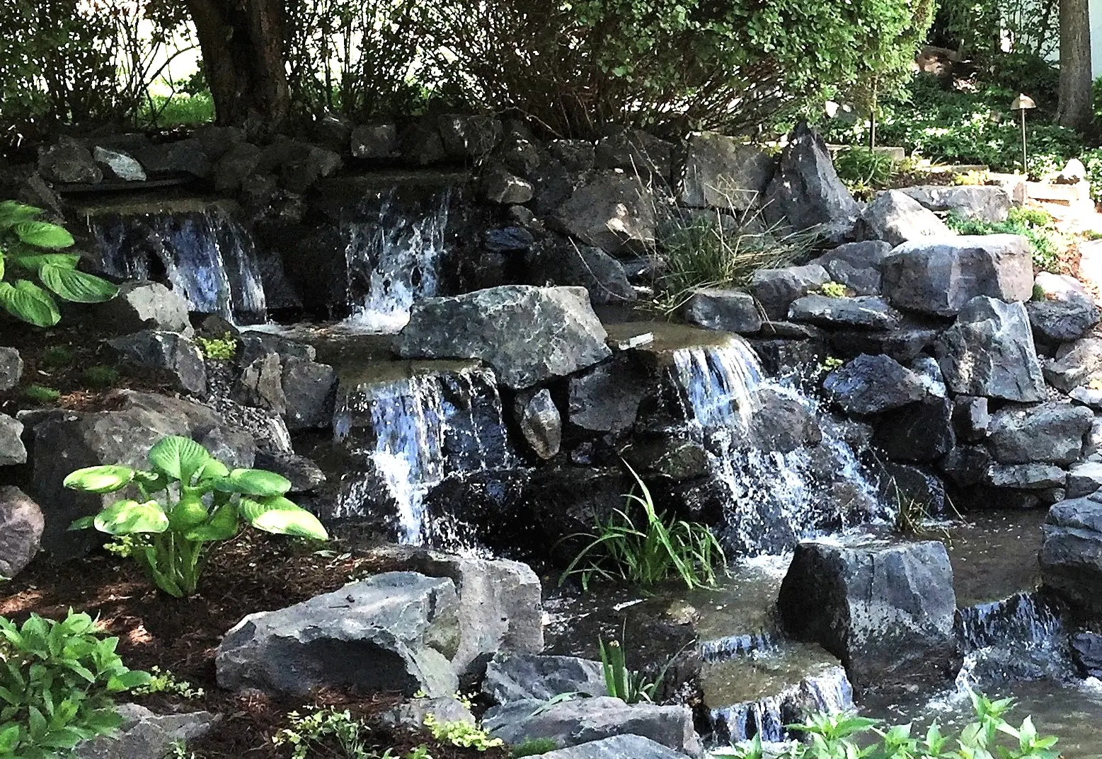 Natural waterfall and pond installation near Burr Ridge, IL