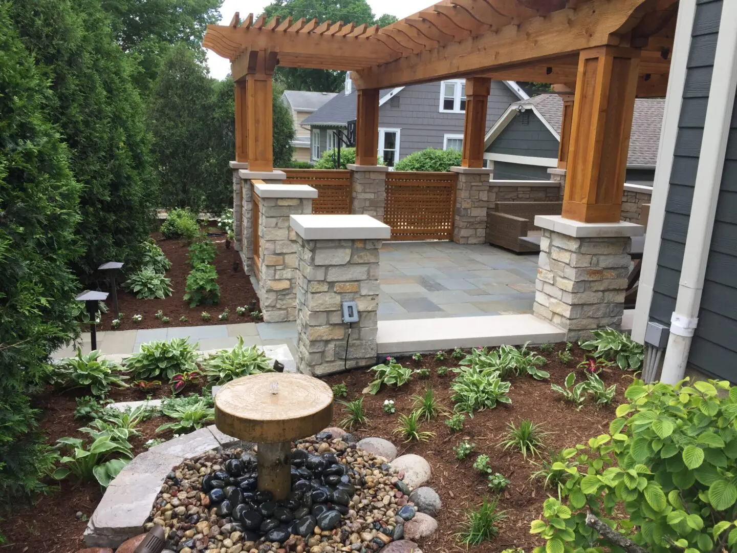 Custom high end patio and pergola installation in Oak Brook, IL