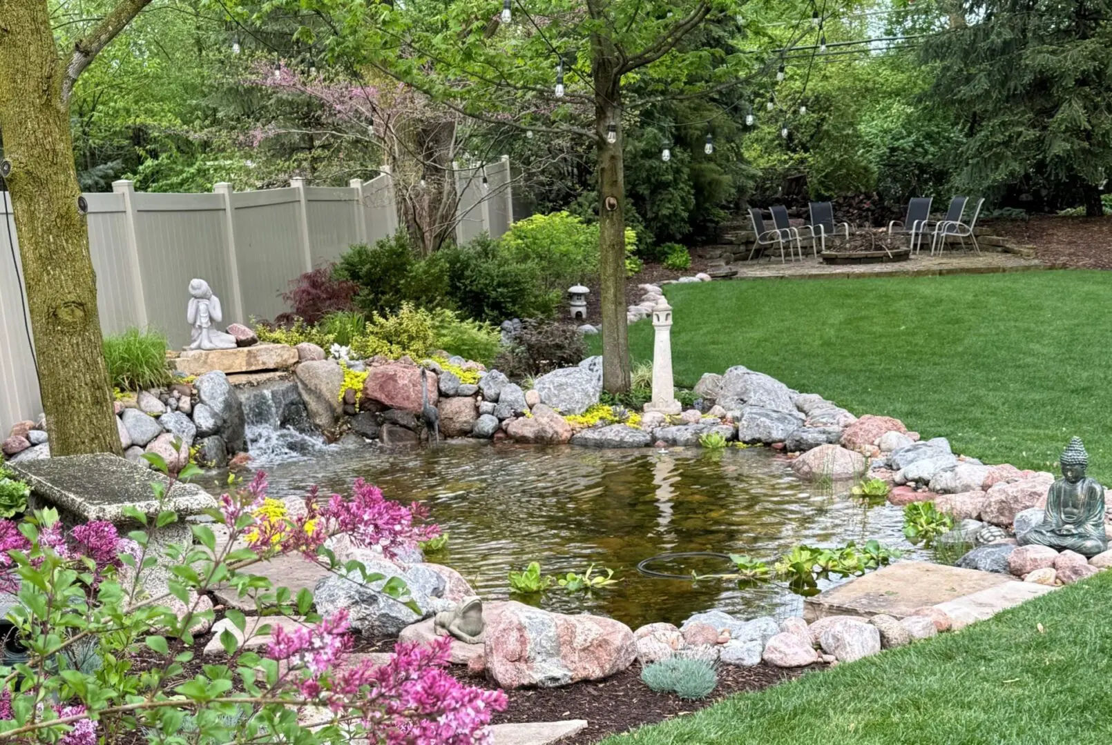Custom pond and waterfall near Downers Grove, IL