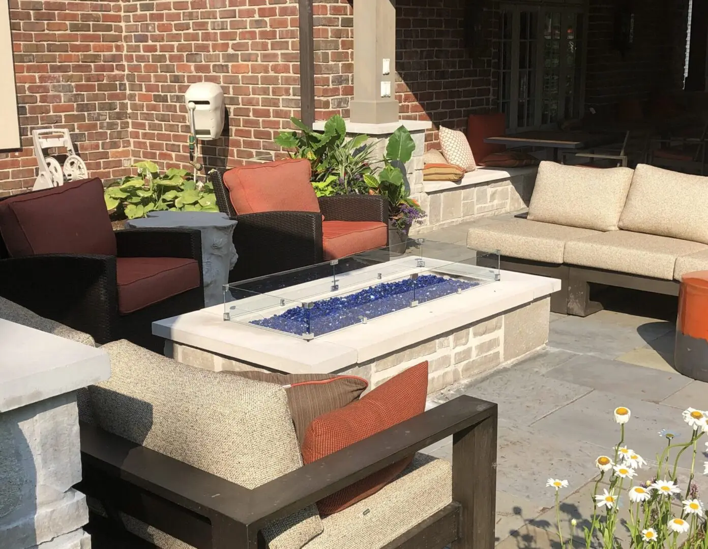 Natural stone patio Natural gas fire pit in Hinsdale IL