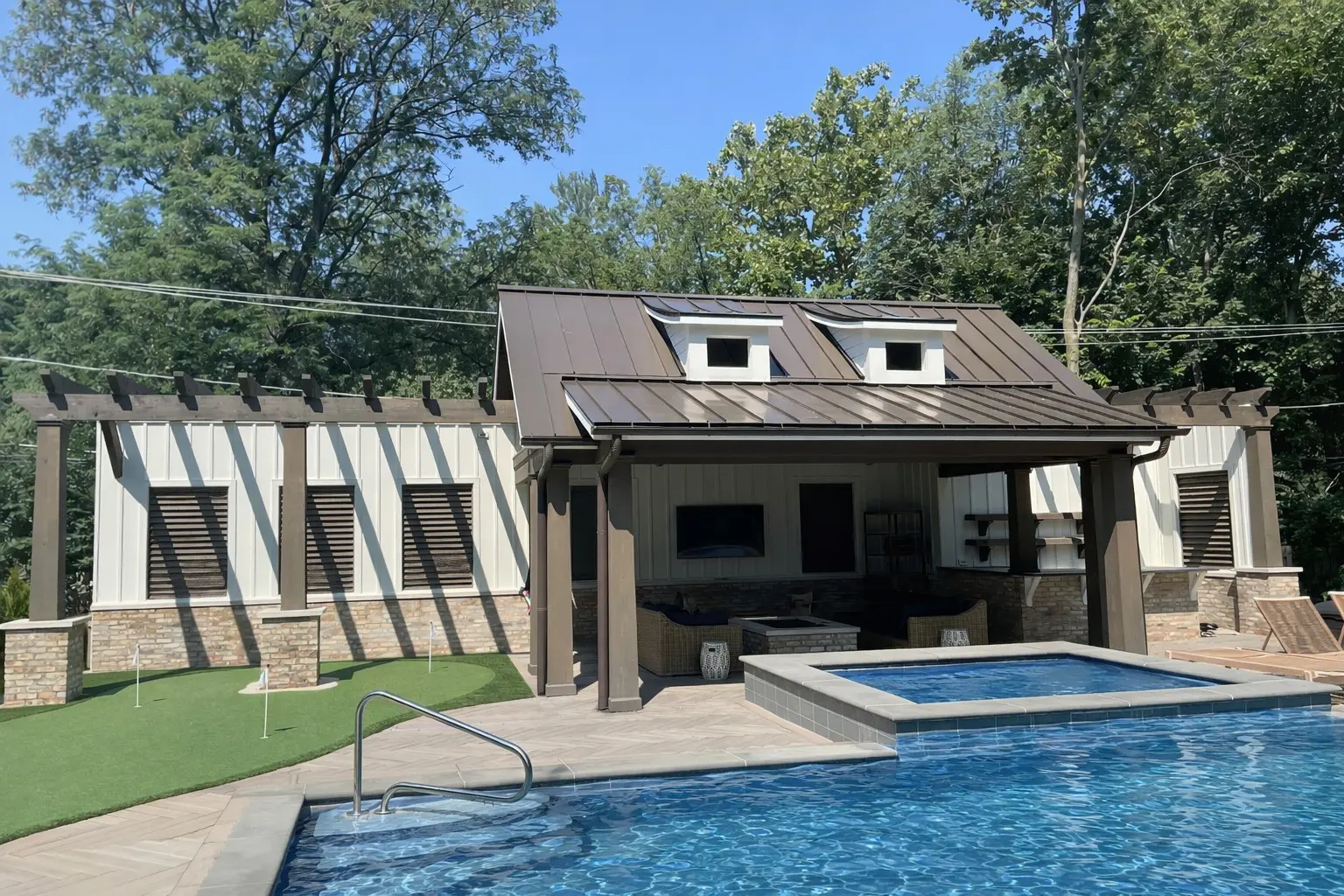 High end pergola and pavilion roof structure installation in Hinsdale, IL