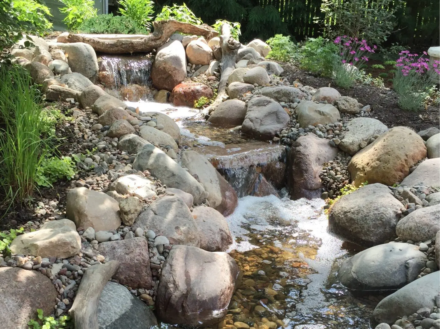 Natural waterfall and pond installation in Hinsdale, IL