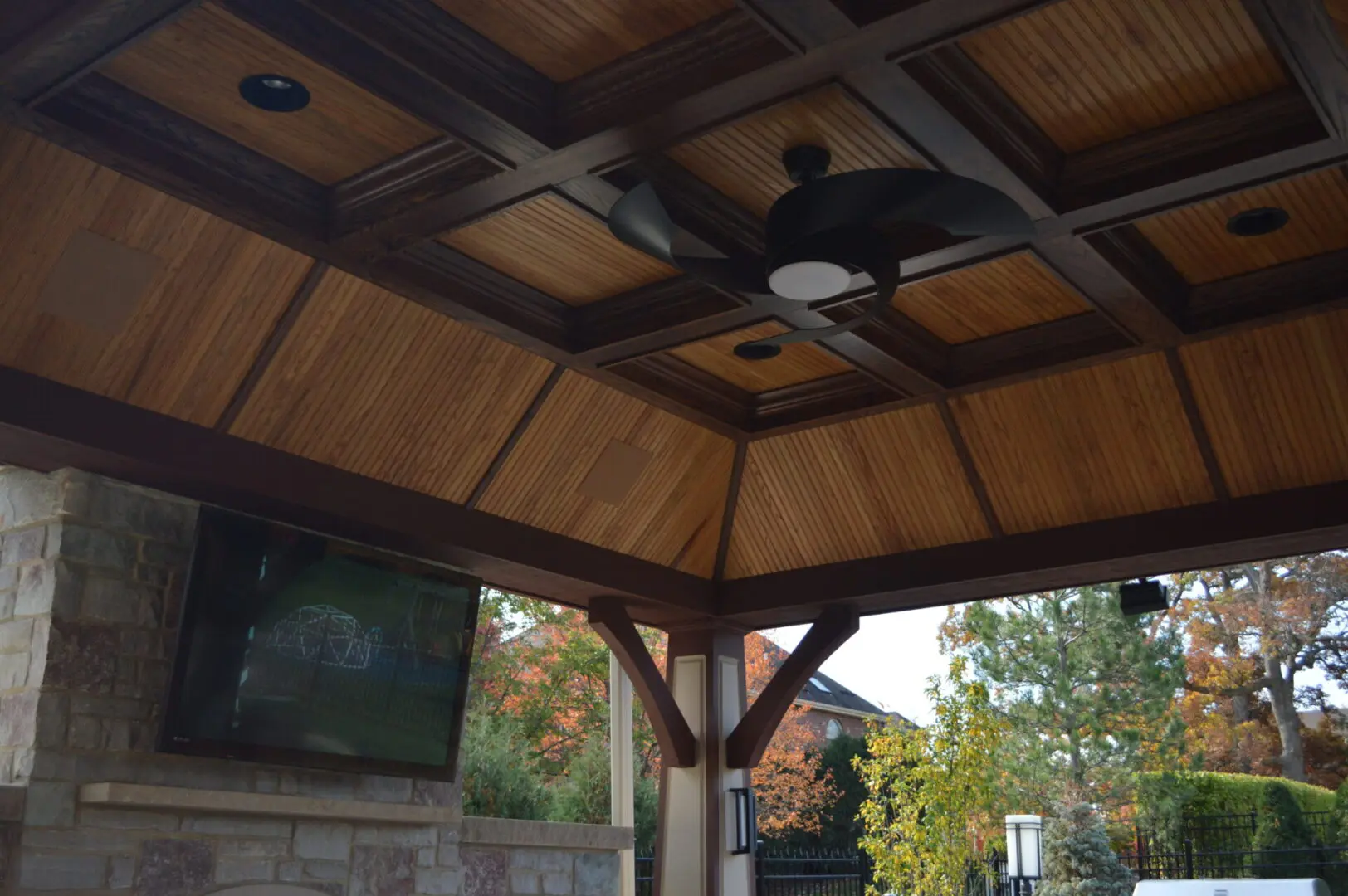 Custom roof structure with fireplace installation in Lemont, IL