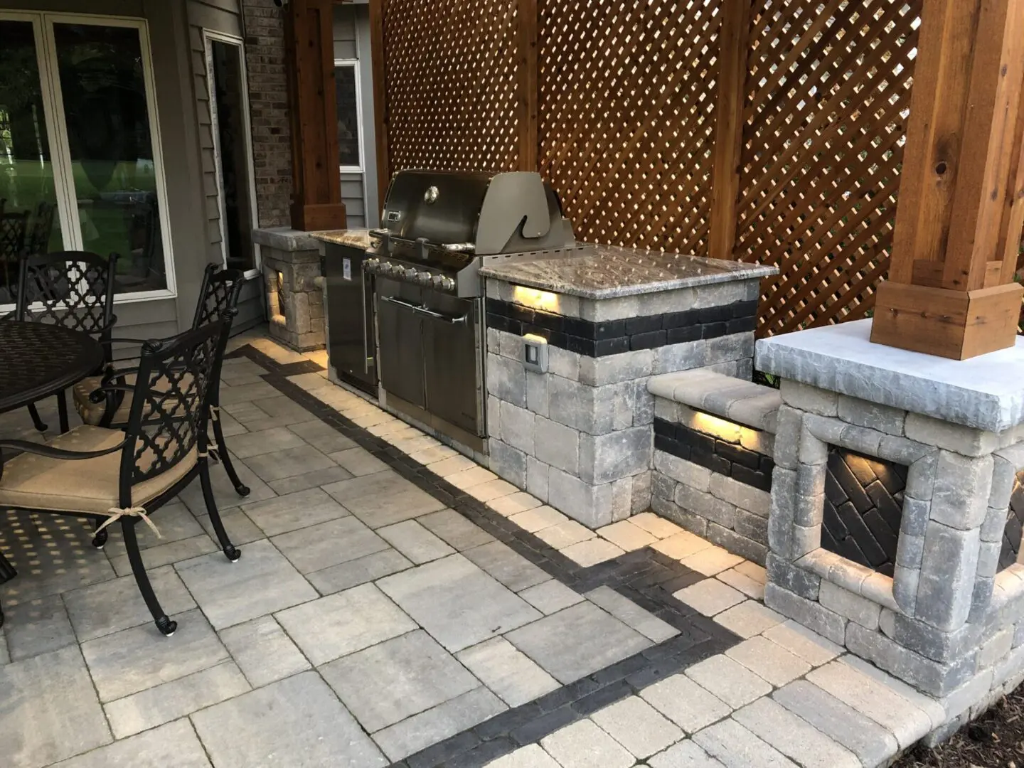 Custom unilock grill cabinet installation in Lisle, IL
