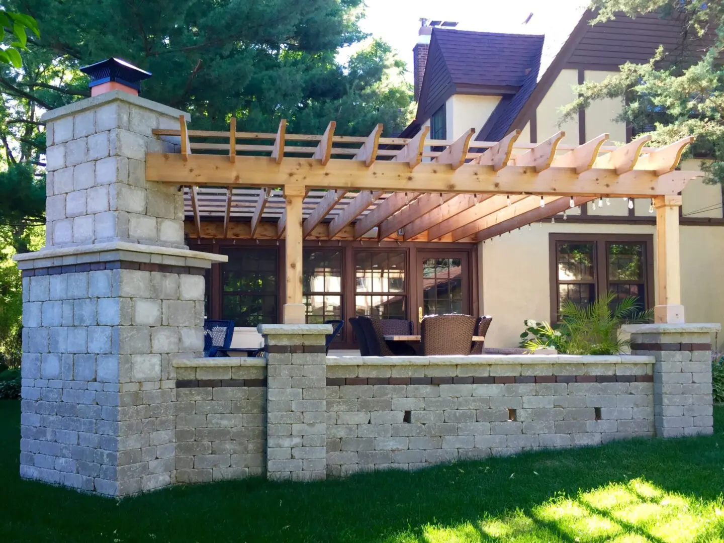 Paver patio with custom fireplace in Willowbrook, IL