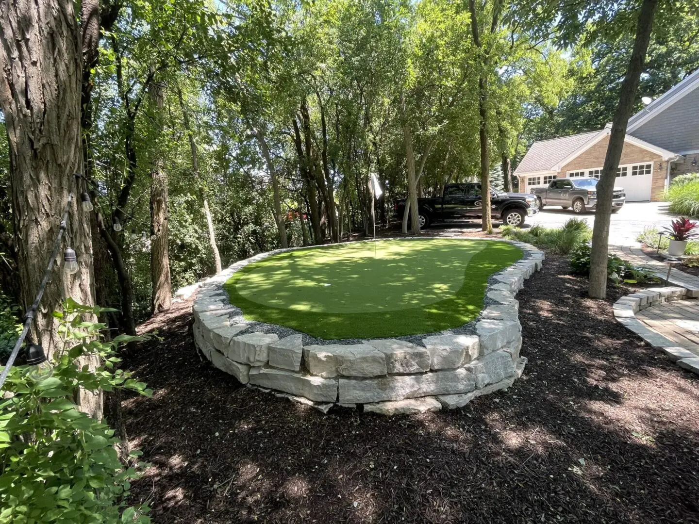Custom putting green installation in Naperville, IL