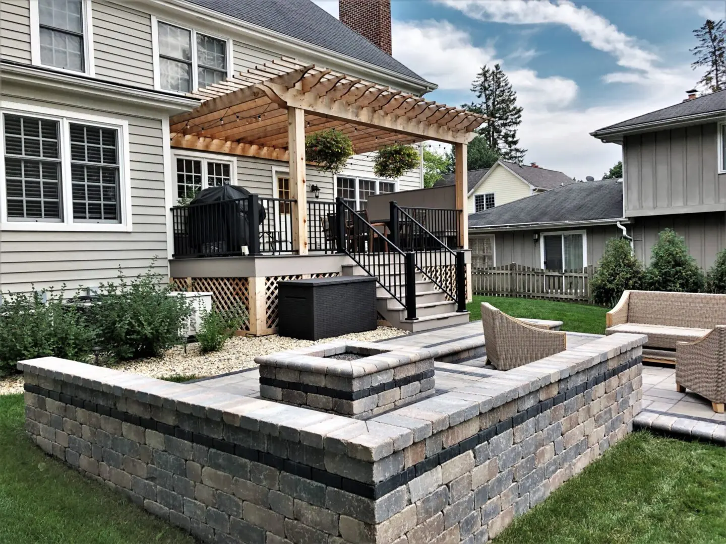 Paver patio with natural gas fire pit in Willowbrook IL
