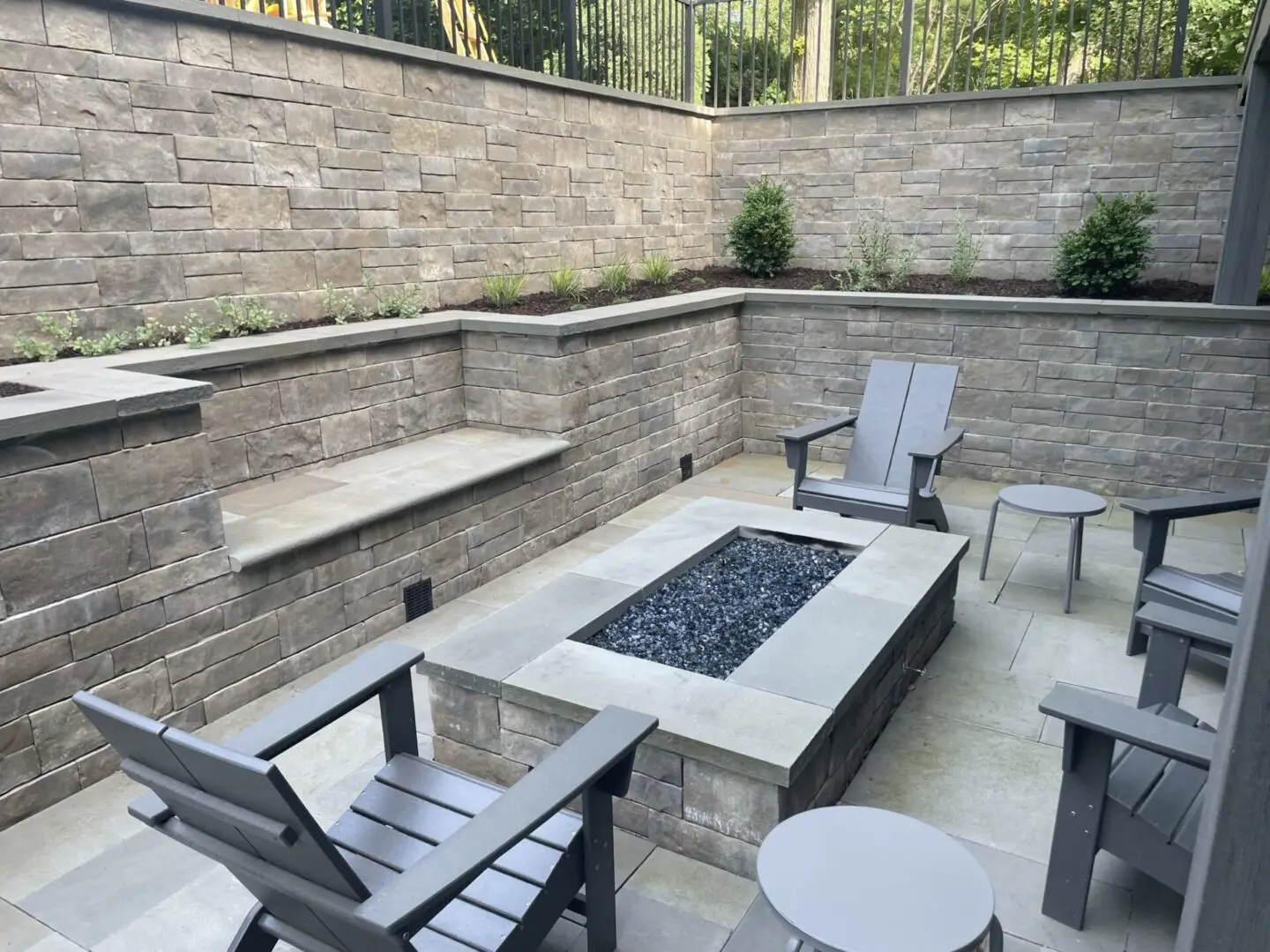 Natural stone patio natural gas fire pit in Hinsdale IL