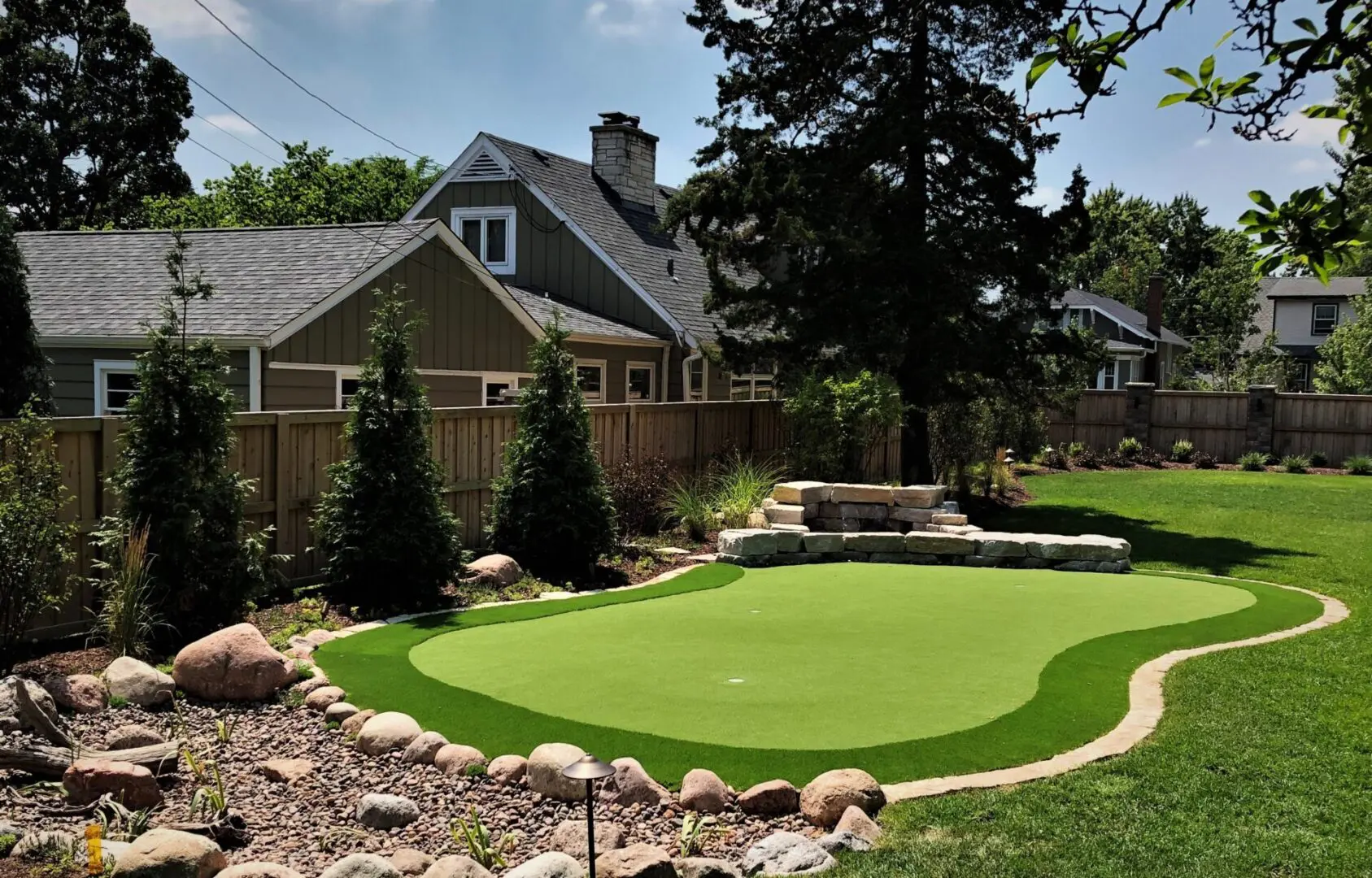 Custom putting green installation in Downers Grove, IL