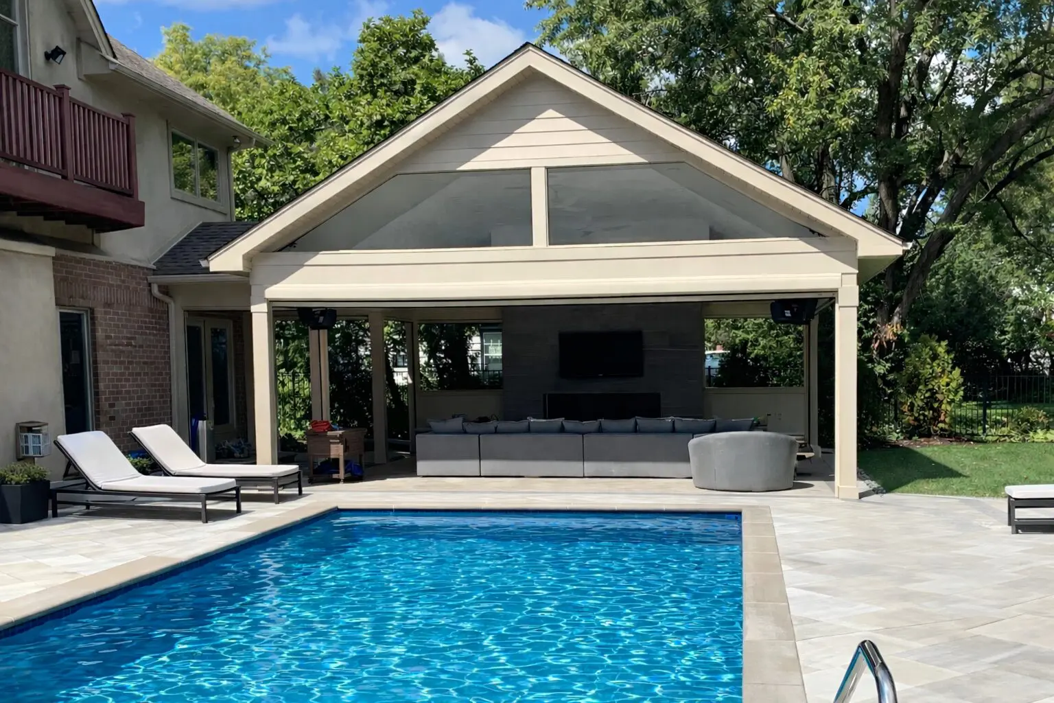 High end pergola style pavilion installation in Hinsdale, IL