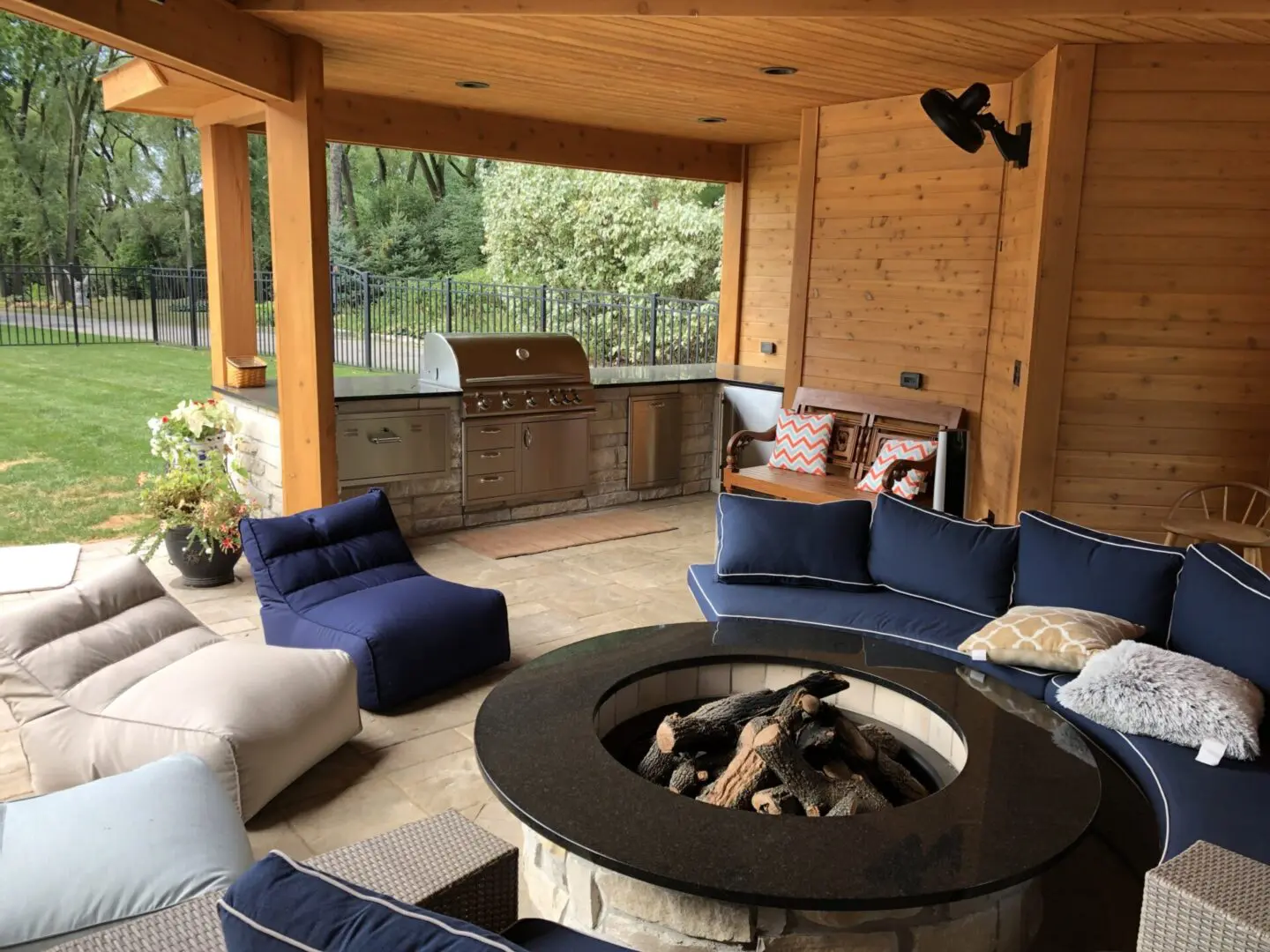 Natural stone patio Natural gas fire pit in Lisle IL