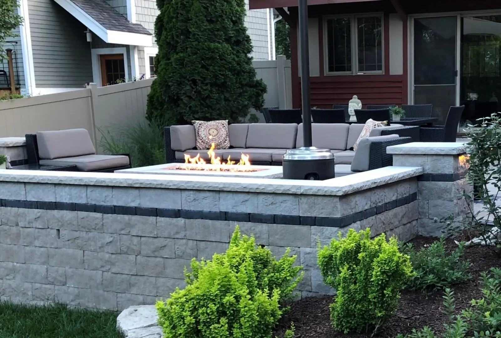 Paver patio with custom fire pit in Downers Grove IL