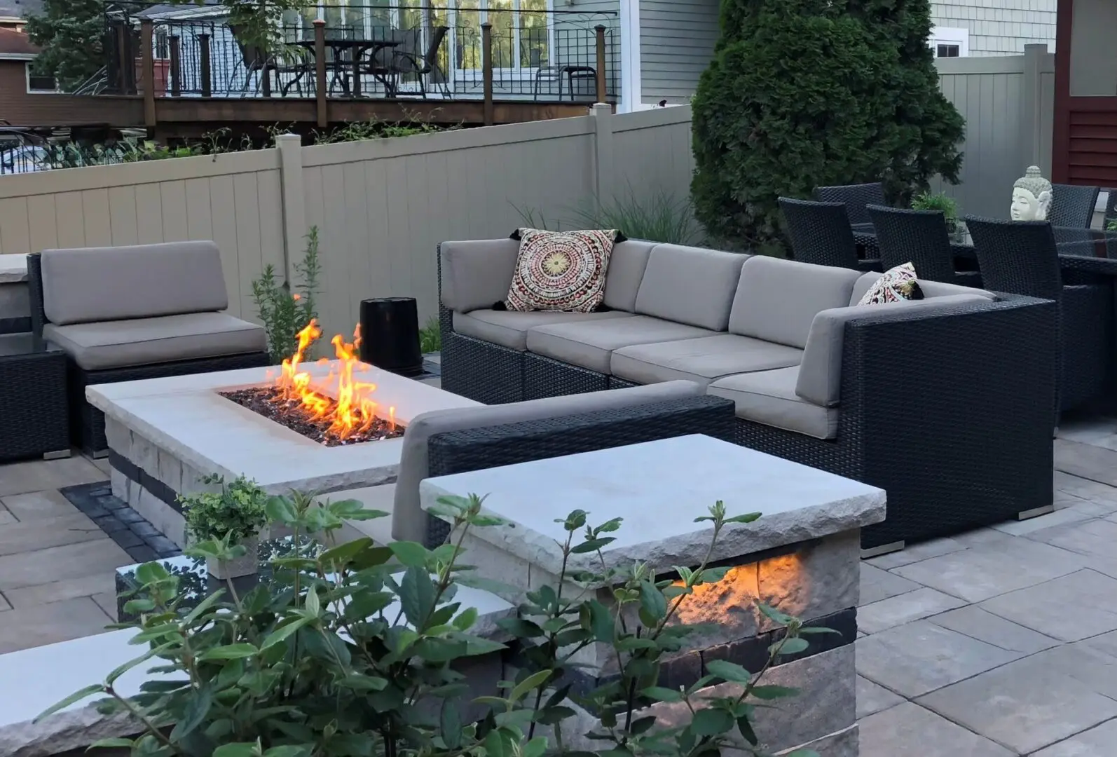 Paver patio with custom fire pit in Willowbrook, IL